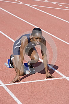 Female Athlete In Starting Position