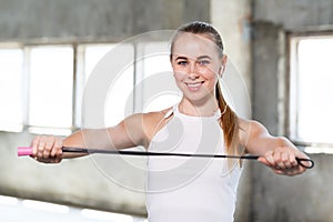 Female Athlete Staying With Rope