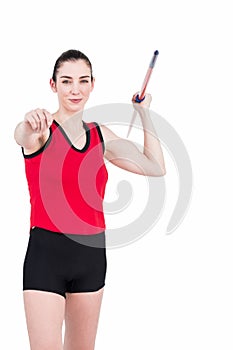 Female athlete throwing a javelin