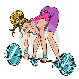 Female athlete weightlifting lifting barbell