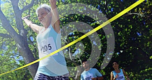 Female athlete winning the marathon race 4k