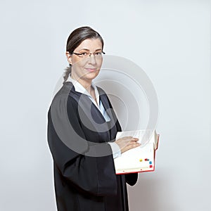 Female attorney lawyer advocate gown