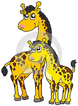 Female and baby giraffes photo