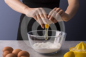 Female baker hands making dough for a homemade sweet bread