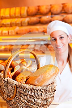 Female baker in her bakery