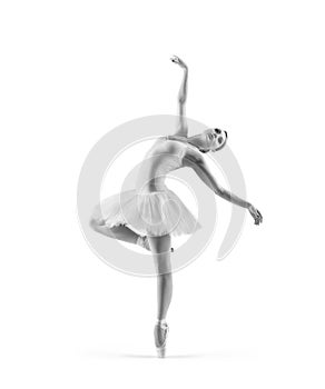 A female ballet dancer isolated on white