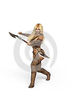 Female barbarian Warrior, 3D Illustration