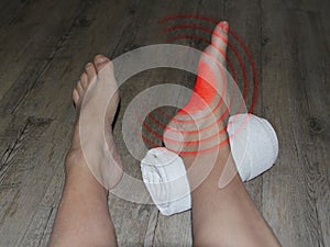 Female bare feet hurt and pulsate