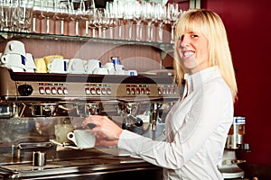 Female Barista Making Coffee