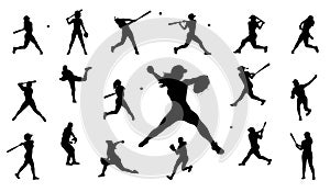 Female baseball player silhouette