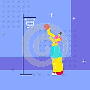 Female Basketball Player Flat Vector Illustration
