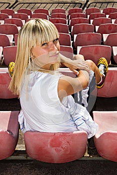 Female basketball player waiting for a match