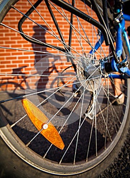 Female bikers shadow