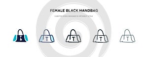 Female black handbag icon in different style vector illustration. two colored and black female black handbag vector icons designed