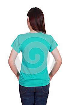 Female with blank t-shirt (back side)