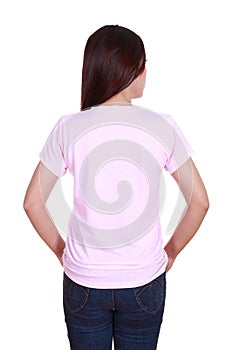 Female with blank t-shirt (back side)