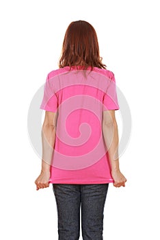 Female with blank t-shirt (back side)