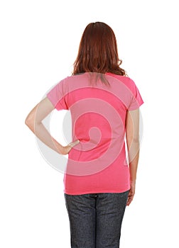 Female with blank t-shirt (back side)