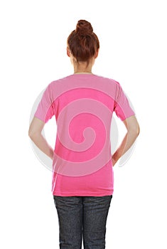 Female with blank t-shirt (back side)