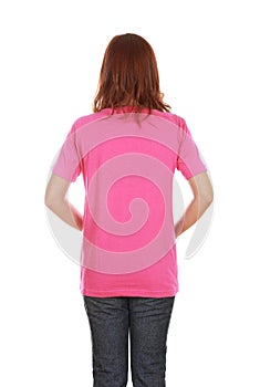 Female with blank t-shirt (back side)