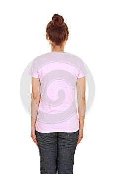 Female with blank t-shirt (back side)