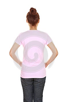 Female with blank t-shirt (back side)