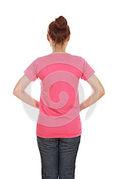 Female with blank t-shirt (back side)