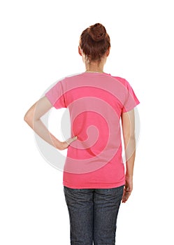 Female with blank t-shirt (back side)