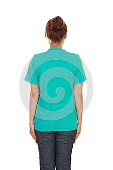 Female with blank t-shirt (back side)