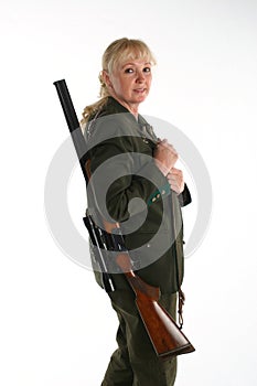 Female blonde huntress going hunting