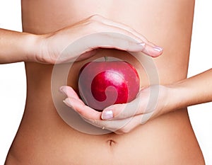 Female body with apple
