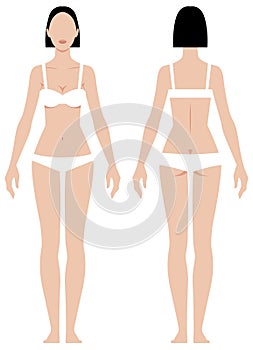 Female body in full length measurement parameters for clothes