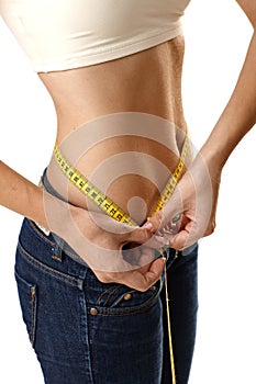 Female body measuring belly size