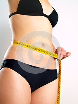 Female body with tape measure