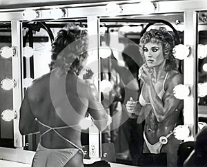 Cory Everson Applies Makeup Backstage at Ms Olympia Contest in 1984