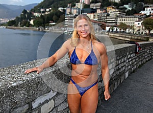 Female Bodybuilder Maria Mikola Poses in Italy photo
