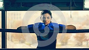 Female Boxer In Boxing Ring photo