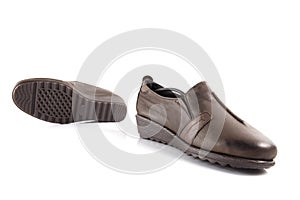 Female brown leather shoe