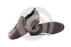 Female brown leather shoe