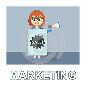 Female business people with sale marketing