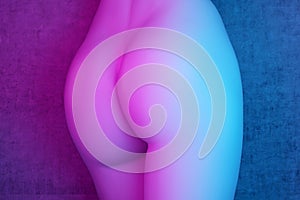 Female buttocks in pink-blue lighting