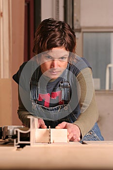 Female cabinetmaker working