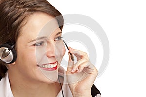 Female Call center operator calling friendly