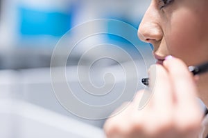 Female call centre operator doing her job