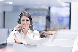 Female call centre operator doing her job