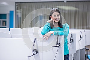 Female call centre operator doing her job