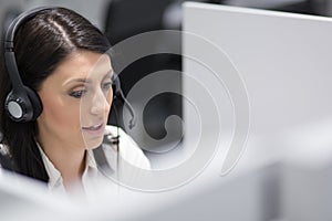 Female call centre operator doing her job