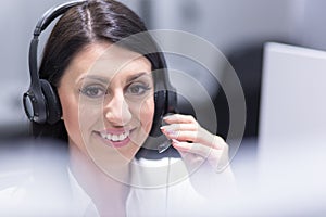 Female call centre operator doing her job