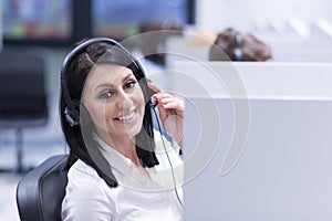 Female call centre operator doing her job