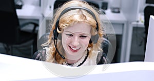 Female call centre operator doing her job